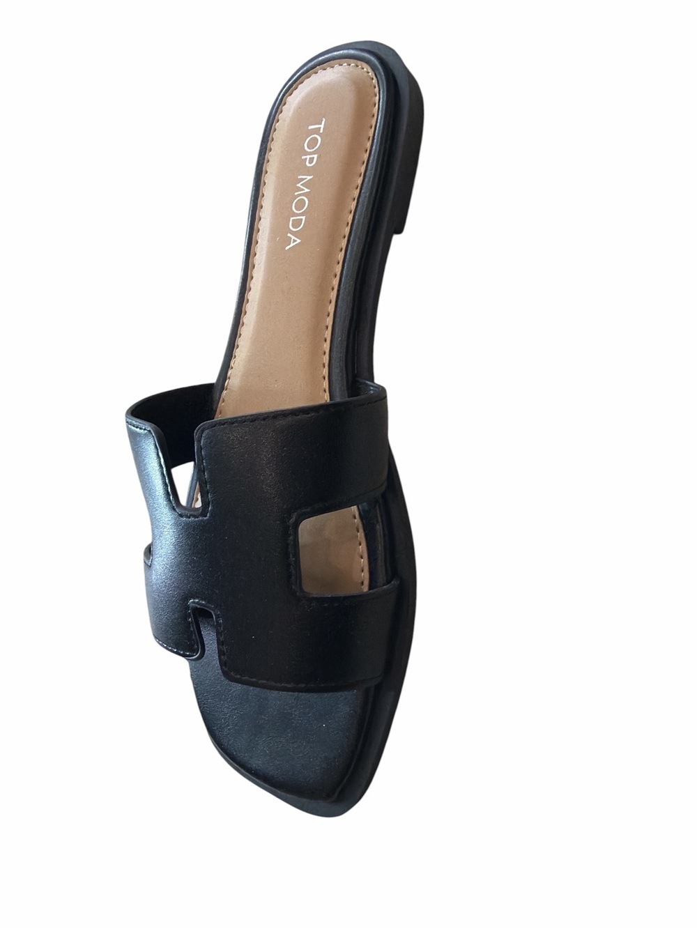 TOP Moda Black Cutout Slide Mule